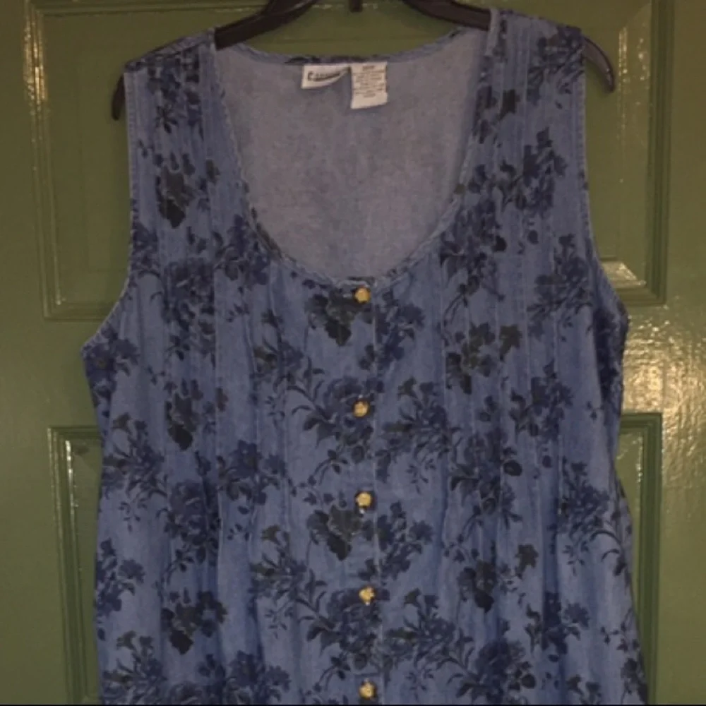 Vintage Capacity Blue Floral Jean Dress - Picture 1 of 11